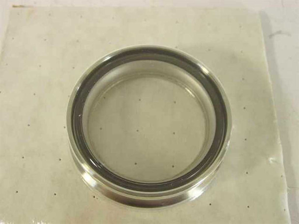 Kurt J. Lesker QF40-150-VP Zero Length Viewport — stainless steel flange ring with 7056 glass installed, top view