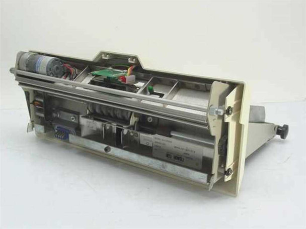 Bell Howell 1455 Accufeed feeder — top cover removed showing internal paper transport rollers, motor, and control PCB