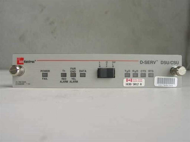 ADC Kentrox D-Serv DSU/CSU single-port T1 card front panel – showing POWER, T1, FAR END ALARM, DATA indicators and TxD, RxD, CTS, RTS LEDs with Industry Canada label 1630 5812 A