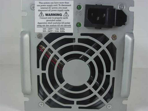 Delta Electronics DPS-420GB rear panel showing AC input connector, power switch, and exhaust fan grille