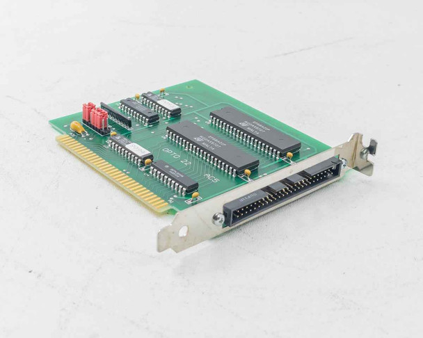 Opto 22 AC5 G4 ISA PC adapter card – angled top view showing PCB components and bracket-mount ribbon connector