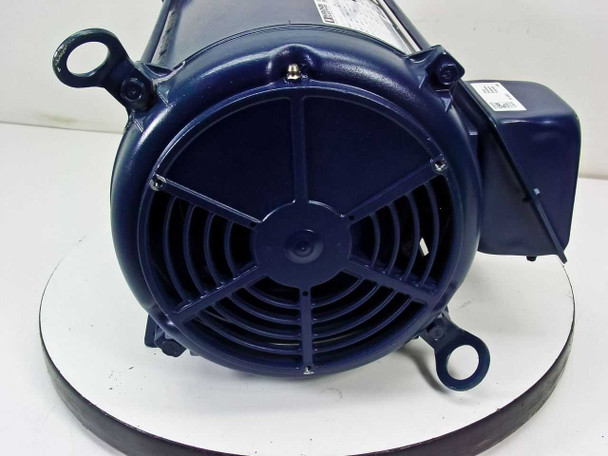 Marathon Electric X70421341020 motor opposite-drive end face-on view showing fan guard, cooling fins, and lifting eye bolts