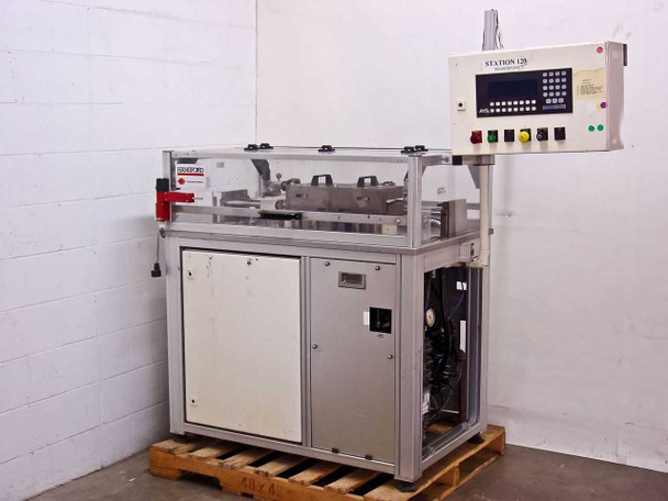 Hansford Station 120 Degas Epoxy Boat Loader – left-side view showing Uticor PMD 450 Station 120 control panel mounted on right post