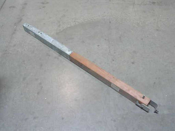 US Military NM 85 tent ridge female section full length view — galvanized steel channel with wood core and connector end, 142 inches long