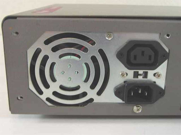 AT&T Merlin Mail MM04 — rear panel close-up showing cooling fan, IEC AC inlet, and IEC AC outlet