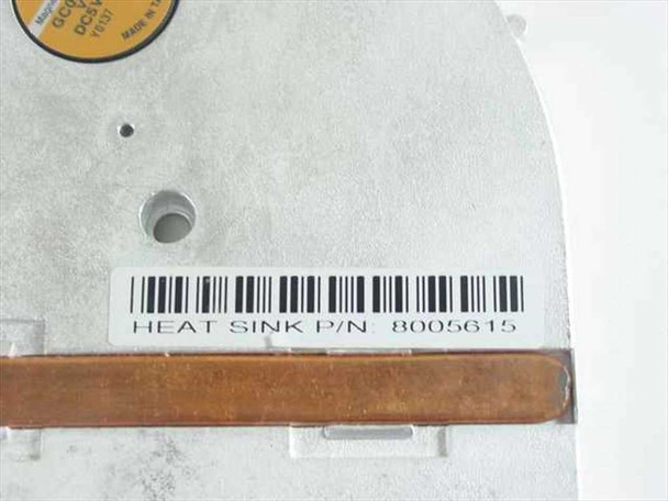 Gateway 8005615 heatsink label closeup showing part number barcode and 'HEAT SINK P/N 8005615' text