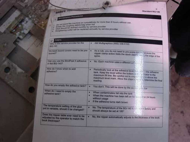 Horizon BQ-140 – Kinko's user guide page showing maintenance procedures and FAQ section