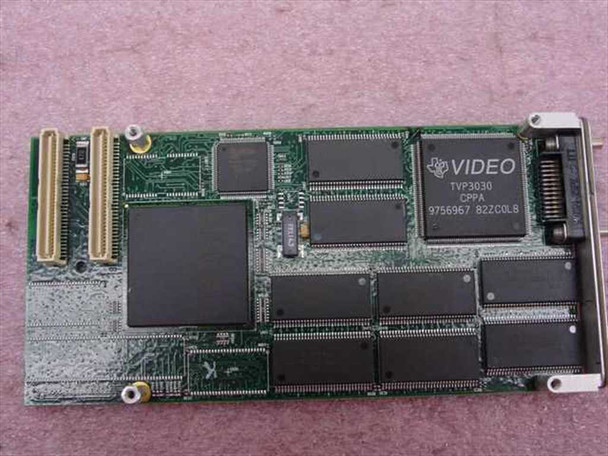 Peritek Megatek Eclipse2 video card – closer top view showing Texas Instruments TVP3030 RAMDAC chip and memory ICs