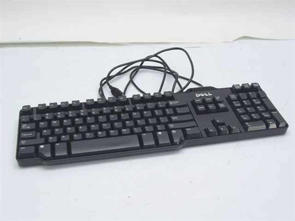 Dell SK-8115 104-key slim USB wired keyboard in black – full top view with cable