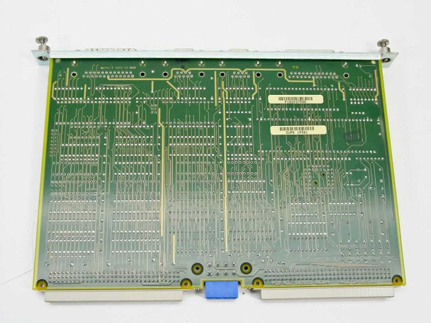 Bay Networks SYS I/O 5010 Controller Interface Card — bare solder-side PCB view showing backplane edge connector and blue jumper block