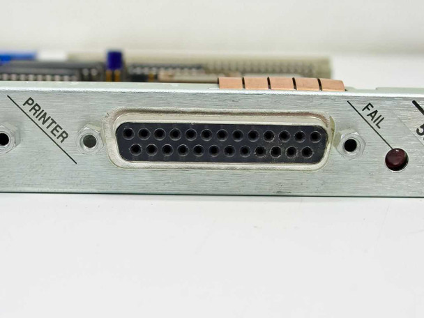 Bay Networks SYS I/O 5010 bracket detail showing DB-25 PRINTER port and FAIL indicator LED