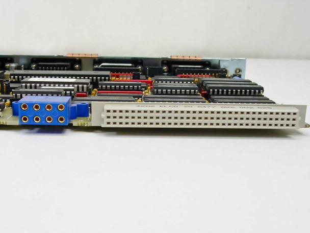Bay Networks DSDE 5430 module card — side edge view showing blue DIP switch block, red DIP switches, and card edge bus connector