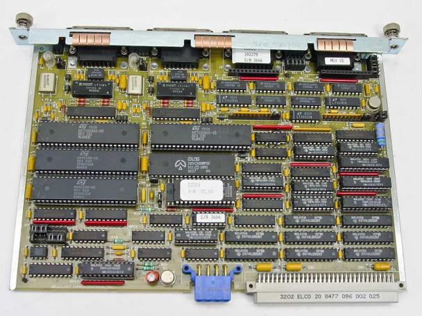 Bay Networks DSDE 5430 module card — top view showing PCB with multiple ICs including large VLSI processor chips, DIP ICs, and edge connector