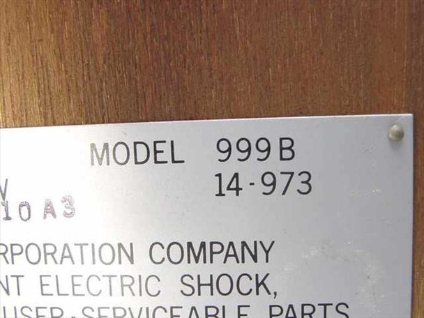 Realistic 999B model plate showing Model 999B and part number 14-973 on rear panel label