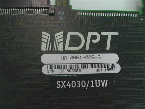 DPT HA-0861-006-A label close-up showing part number, serial number barcode, and SX4030/1UW model marking