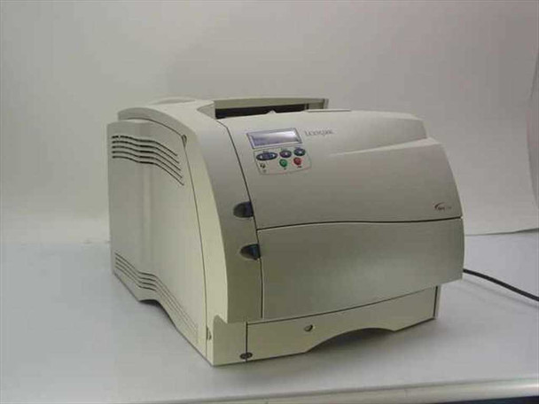 Lexmark Optra S 1650 laser printer front 3/4 view showing beige housing, single paper tray, and LCD control panel