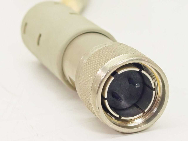 IBM 70X2370 Twinax cable — close-up of coaxial male connector end with knurled metal housing