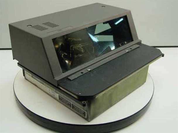 Fujitsu ICL Orion Type 21000 POS pass-by barcode scanner – front-left three-quarter view showing scanner window and housing