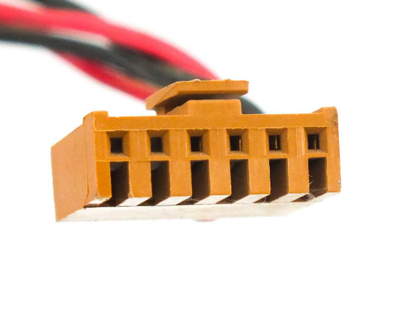 Close-up of 8-pin orange keyed connector on the heating element wiring harness