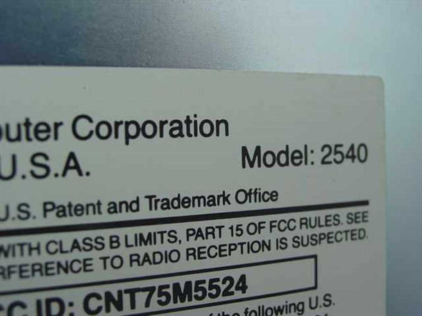 Compaq Computer Corporation bottom label showing Model 2540 and FCC ID CNT75M5524
