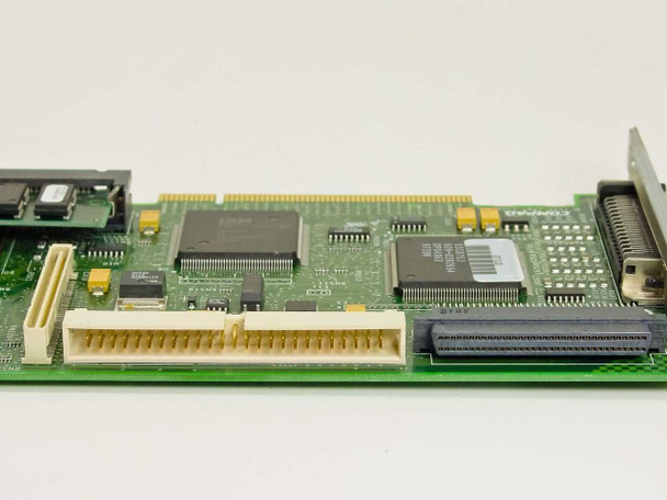 Compaq Smart-2SL controller card – angled top view showing onboard cache memory area, wide ribbon connector, and SCSI interface header