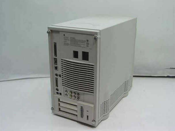 Apple Power Macintosh 8500/180 rear panel showing ports, AV connectors, power inlet, and expansion slot covers