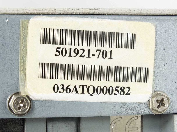 Second close-up of AST chassis label showing part number 501921-701 and serial number 036ATQ000582
