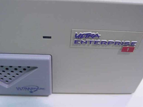 Sun Ultra Enterprise 1 — close-up of Ultra Enterprise 1 badge and UltraSPARC processor badge on front panel