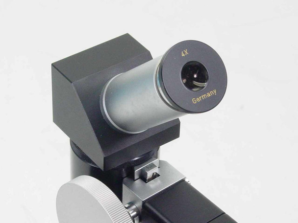 Close-up of 4x eyepiece barrel clearly marked '4X Germany' — German-made optic on the UltraTech 06-15-02711 microscope
