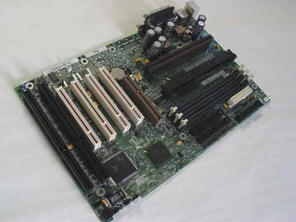 Intel AL440LX 681797-401 ATX motherboard – angled top view showing Slot 1 CPU socket, four DIMM slots, four PCI slots, three ISA slots, and AGP slot
