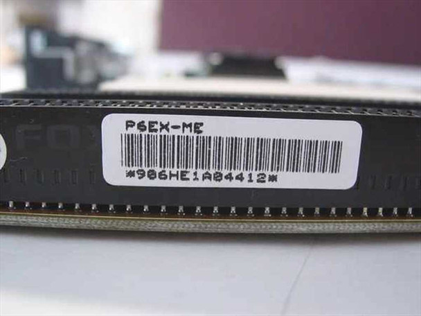 Intel P6EX-ME motherboard label closeup showing model number P6EX-ME and serial number barcode