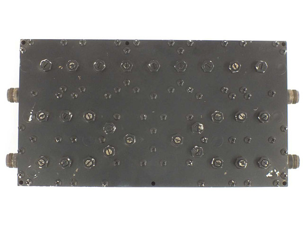 K&L WSA-00131 RF filter bottom view showing full tuning screw array and four N-type connectors