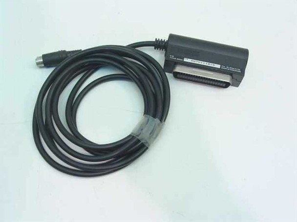HP C2660-80001 parallel to Macintosh serial printer cable — full length view showing Centronics 36-pin parallel connector end and coiled cable