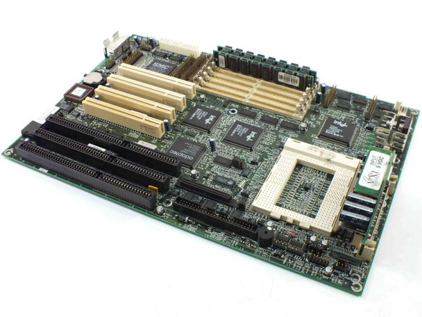 Acer 48.59101 Socket 8 motherboard – full top view showing 3 ISA slots, 4 PCI slots, SIMM RAM slots, and empty Socket 8 CPU socket
