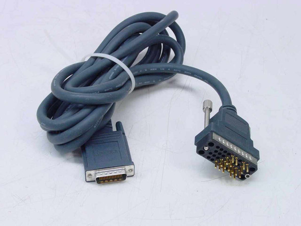 Included CAB-V.35MT-10 cable – full length view showing V.35 DTE male (DB60/smart serial) connector on one end and V.35 Winchester M34 male connector on the other