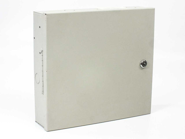 Digital Monitoring Products 1912 Command Processor – closed locking steel wall enclosure, front view with key lock