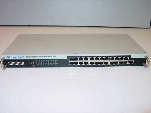 Linksys EFAH24 EtherFast 10/100 24-Port Hub — front panel showing 24 RJ-45 ports and LED indicators