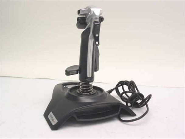 Saitek ST290 Pro programmable joystick — right side view showing stick, spring gimbal mechanism, base, and USB cable