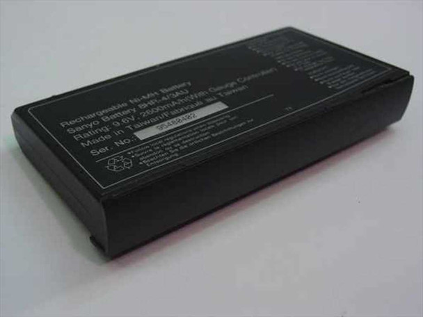 Sanyo 8HR-4/3AU 95480402 Ni-MH battery pack — angled top view showing label with model and rating