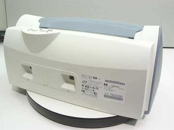 HP DeskJet 656c C8942A – rear view showing parallel and USB ports and regulatory label