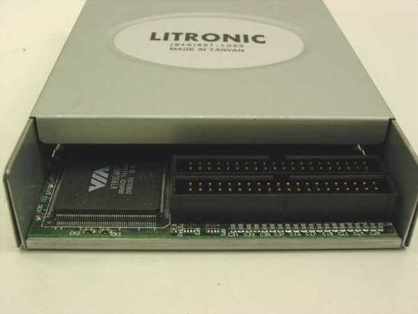 Litronic 93125 interior view showing VIA controller chip and IDE/ribbon cable connector on internal PCB