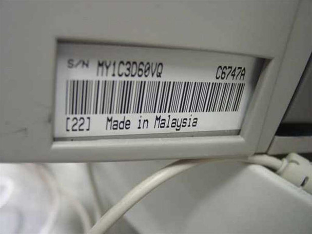 HP OfficeJet K80xi bottom label showing serial number MY1C3D60VQ, part number C6747A, Made in Malaysia
