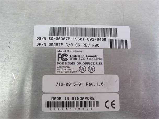 Dell 00367P SBP-D2 tape drive top label showing model SBP-D2, Dell DP/N 00367P, P/N 716-0015-01 Rev 1.0, FCC compliance, and Made in Singapore markings