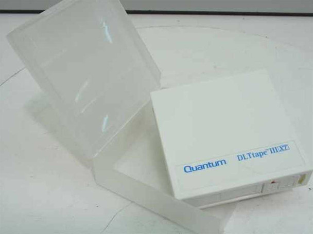 Quantum DLTtape III XT tape cartridge shown with open clear plastic protective clamshell case