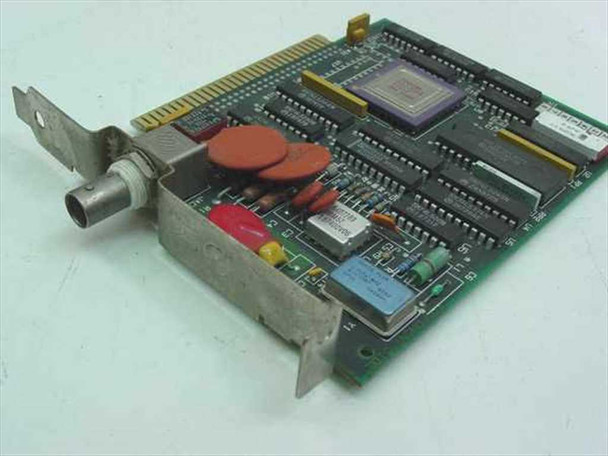 IBM 56X4927 3270 Coax ISA 8-bit network adapter card – angled front view showing BNC coax connector on bracket and main PCB components