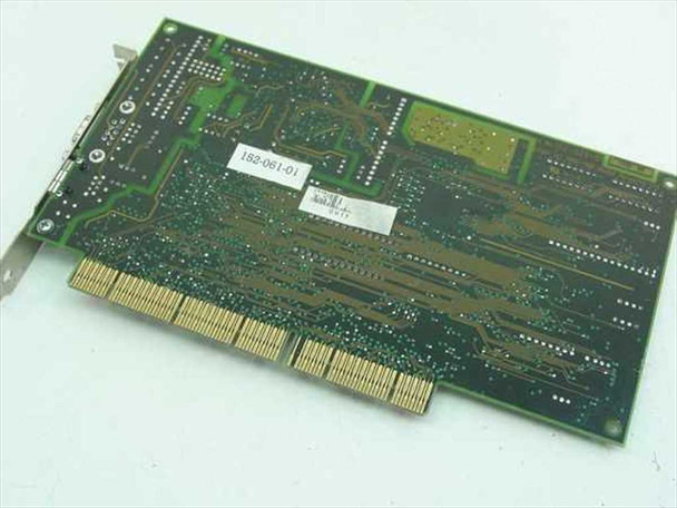 Madge Smart 16/4 Ringnode 152-061-01 — angled rear view of PCB showing ISA edge connector and bracket port configuration