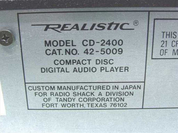 Realistic CD-2400 Compact Disk Digital Audio Player 42-5009 PARTS