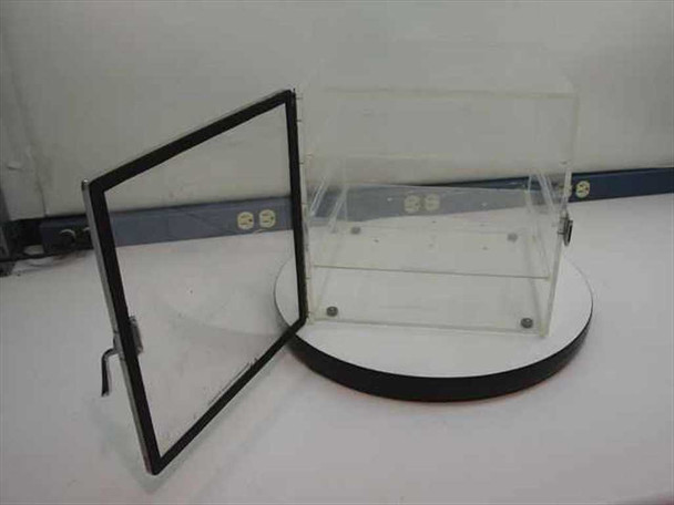 Atmosphere Control Products acrylic desiccator with door swung fully open — hinged acrylic door with metal frame and latch shown detached to the left
