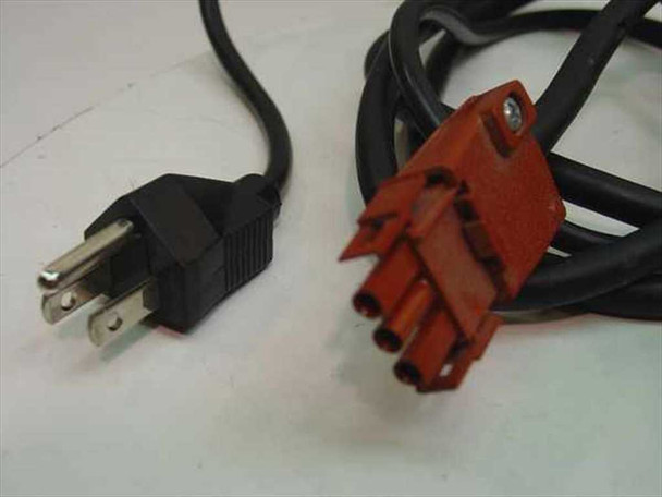 Elpac WRI3014S-A3-010 power cable detail showing 3-prong NEMA AC input plug and red multi-pin DC output connector