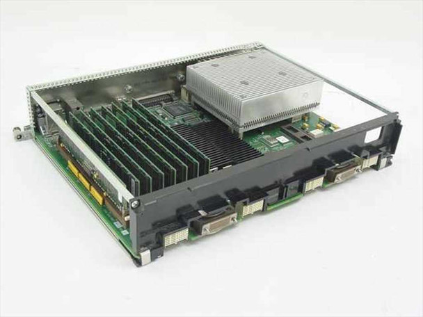 Silicon Graphics SGI IP30 Octane System Board – angled rear-right view showing large CPU heatsink, multiple populated RAM DIMM slots, and DVI-style expansion connectors